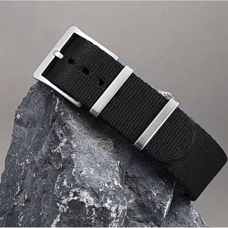 Curea ceas Nato Ribbed Nylon, Tienten, material textil, 20 mm, negru [3]
