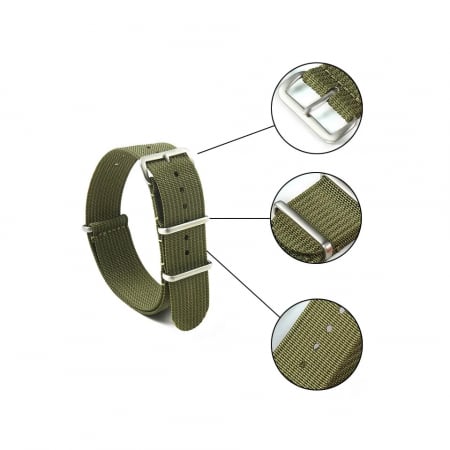 Curea ceas Nato Ribbed Nylon, Tienten, material textil, 20mm, kaki [3]