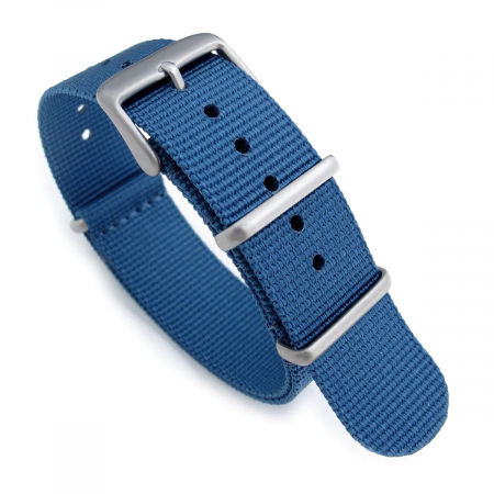 Wearables & Gadgeturi - Curea ceas Nato Ribbed Nylon, Tienten, material textil, 22 mm, albastru