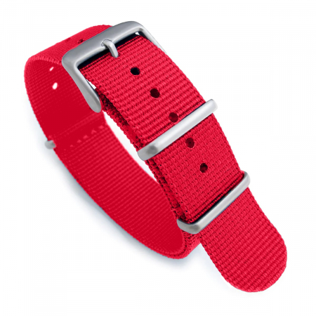 Curele si accesorii ceasuri - Curea ceas Nato Ribbed Nylon, Tienten, material textil, 22 mm, rosu