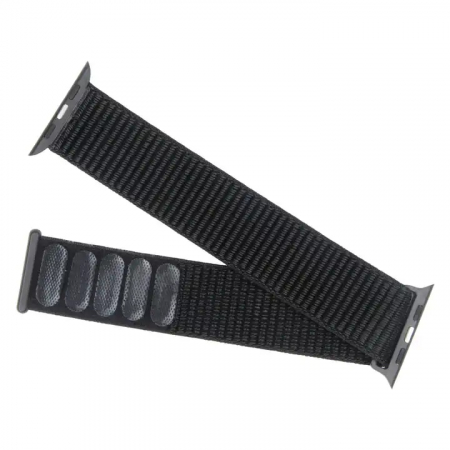 Curea nylon pentru Apple Watch, marime display: 42mm / 44mm / 45mm / 49mm, model TT01, negru [2]