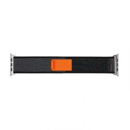 Curea nylon pentru Apple Watch, marime display: 42mm / 44mm / 45mm / 49mm, model TT02, negru cu striatii gri [3]
