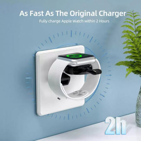 Incarcator portabil pentru Apple Watch, fast charger, incarcare magnetica, USB, 2W, Negru [4]