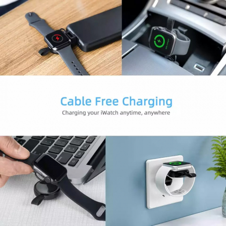 Incarcator portabil pentru Apple Watch, fast charger, incarcare magnetica, USB, 2W, Negru [3]