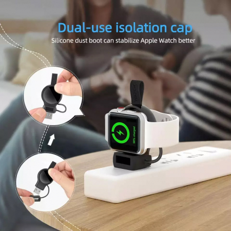 Incarcator portabil pentru Apple Watch, fast charger, incarcare magnetica, USB, 2W, Negru [2]