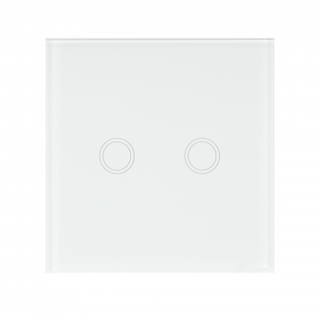 Intrerupatoare - Intrerupator dublu cu touch PNI SH202 din sticla, alb cu LED indicator