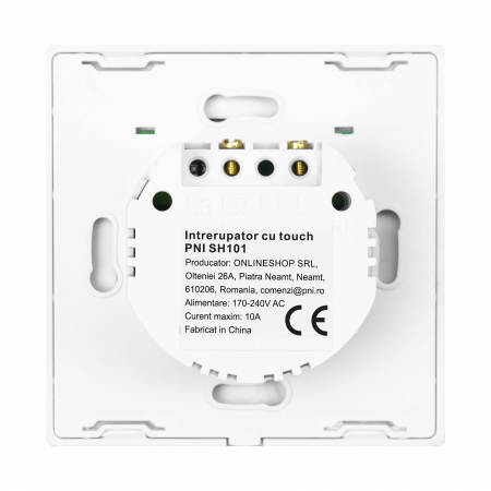 Intrerupator simplu cu touch PNI SH101 din sticla, alb cu LED indicator [1]