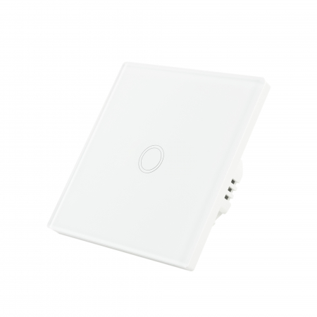 Intrerupator simplu cu touch PNI SH101 din sticla, alb cu LED indicator [2]