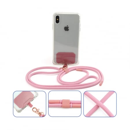 Snur/curea pentru telefon sau tableta, TIENTEN, universal, reglabil, roz [1]