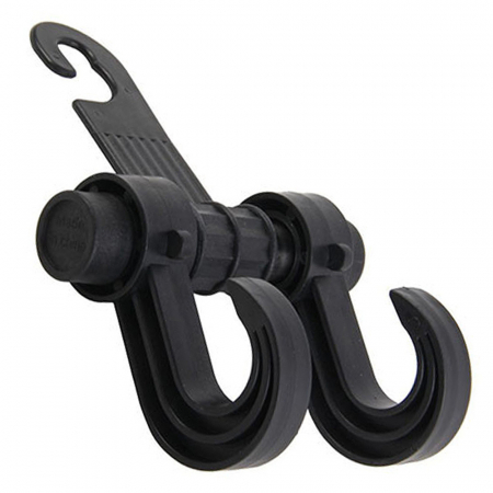Accesorii auto exterioare & interioare - Suport auto umeras tip carlig, TIENTEN, dublu cu prindere de tetiera, pentru plase si genti de mana, organizator auto, negru