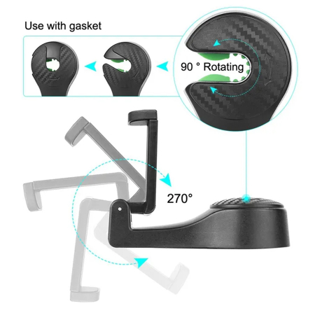 Suport auto universal pentru telefon, TIENTEN, cu prindere de tetiera, reglabil, negru [2]