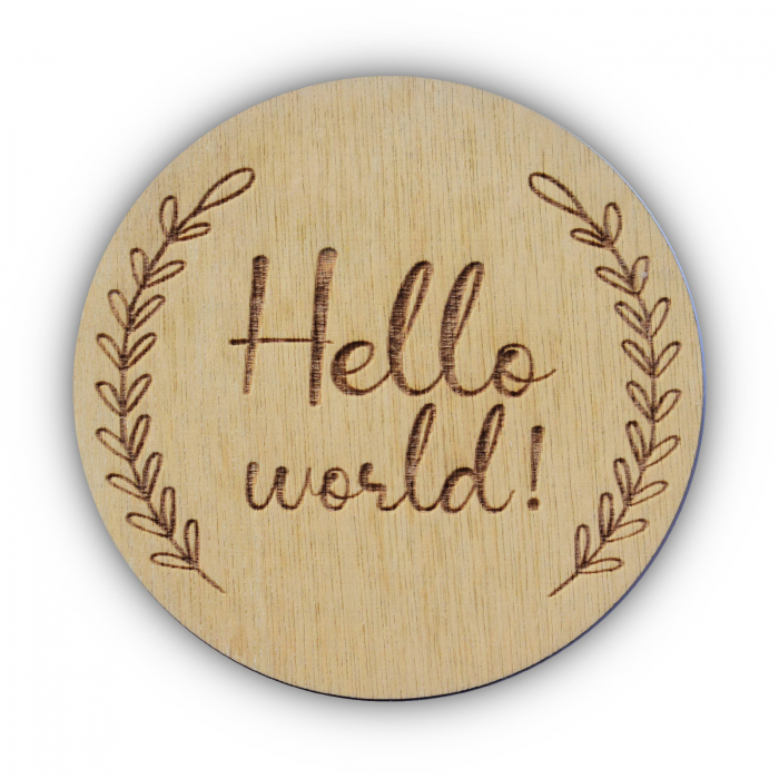 Set cercuri din lemn-gravat Hello world [5]
