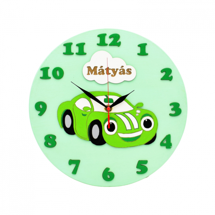 ceas-personalizat-pentru-camera-copilului-masina-verde [1]