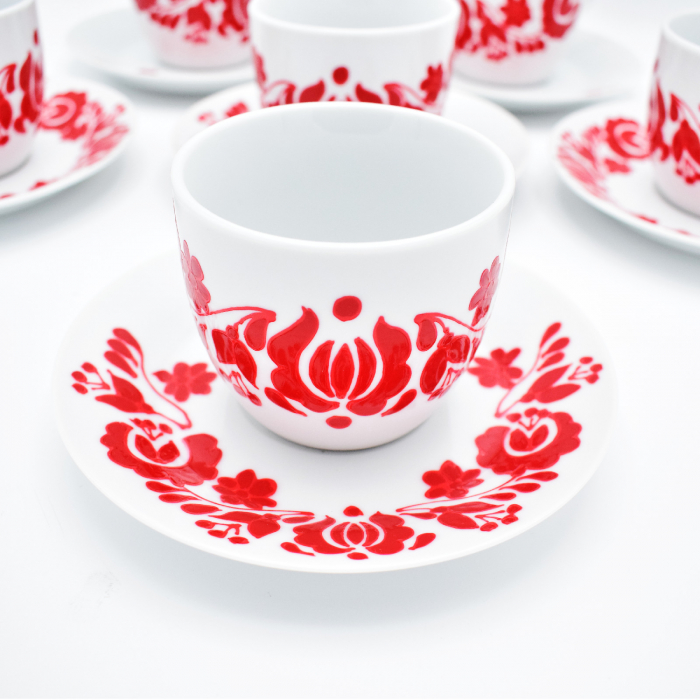 Set de cesti pentru cafea pictat manual – Piros-Nepi-Minta [2]