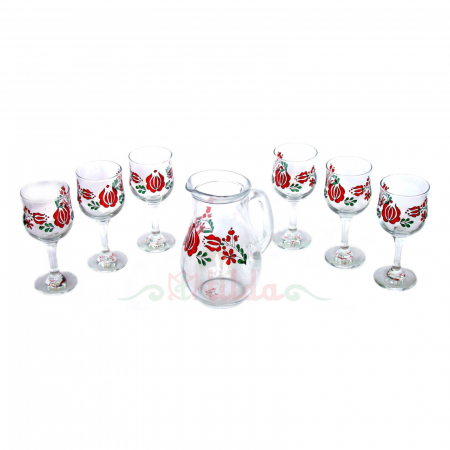 Cadouri - set-pahare-și-carafă-pentru-vin-pictat-manual-motive-florale