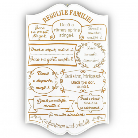 Tablouri gravate din lemn - tablou-lemn-cu-text-gravat-regulile-familiei