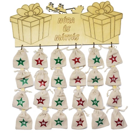 Decoratiuni perete - calendar-advent-din-lemn-personalizabil-cu-nume
