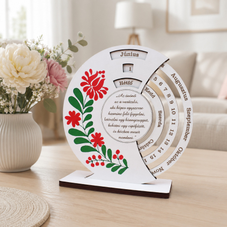 Decoratiuni pt. casa/ lakasdekoraciok HU - calendar-lemn-perpetuu-personalizat-piros-zold