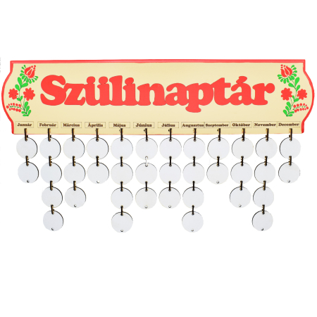 Calendar zile de nastere - Szulinaptar piros-zold