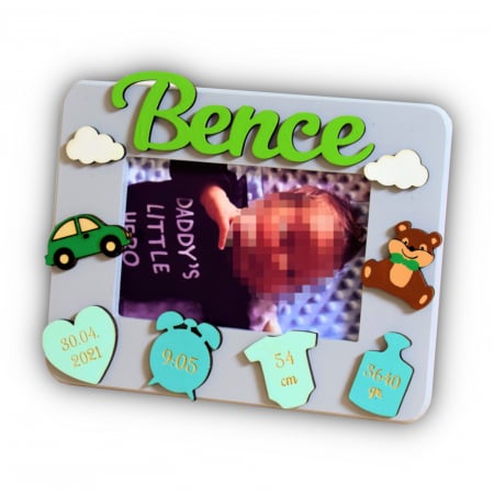 Rame foto personalizate - rama-personalizata-nou-nascut-masinute-ursulet