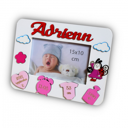 Rame foto personalizate - rama-personalizata-nou-nascut-buburuza-alb