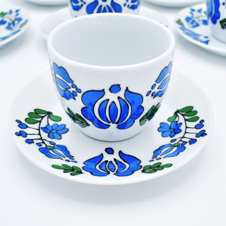 Set de cesti pentru cafea pictat manual-albastru [1]