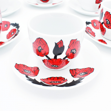 Set de cesti pentru cafea pictat manual-flori-de-mac [1]