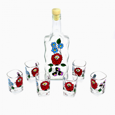 Absolvire/Sfarsit de an scolar - set-pentru-palinca-cu-motive-florale-kalocsai