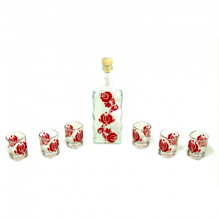 Absolvire/Sfarsit de an scolar - set-pentru-palinca-cu-motive-florale-populare-maghiare