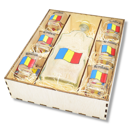 Cadouri - set-pentru-palinca-pictata-manual-tricolor