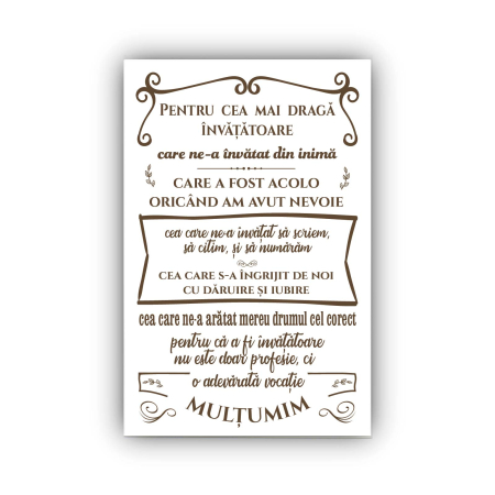 Decoratiuni pentru casa - tablou-gravat-pe-lemn-pentru-cea-mai-draga-invatatoare