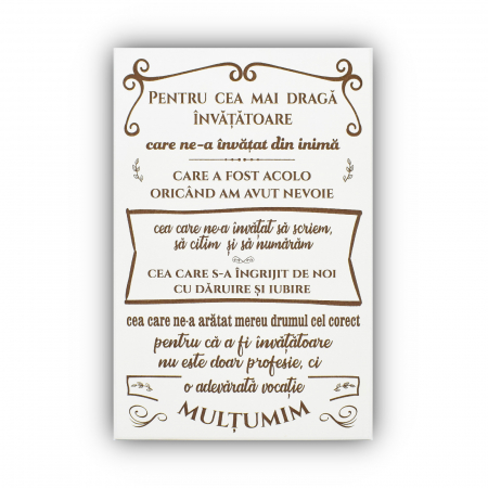 Decoratiuni perete - Tablou-gravat-pe-lemn-cu-text-pentru-cea-mai-draga-invatatoare