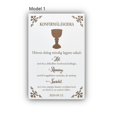 Tablouri gravate din lemn/ Gravirozott fali dekoraciok - Tablou-gravat-pe-lemn-cu-text-konfirmaciora