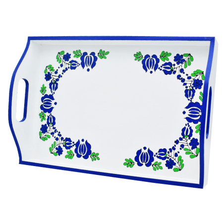 Decoratiuni pt. casa/ lakasdekoraciok HU - tava-lemn-pictata-manual-albastru