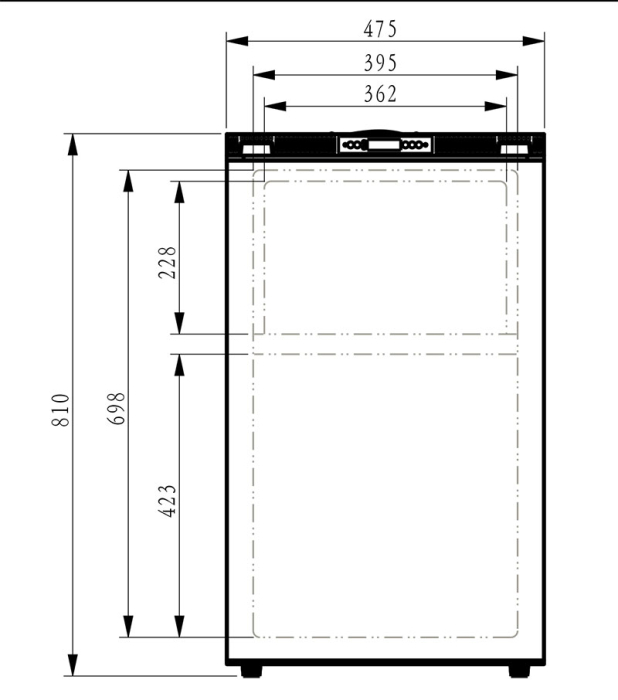 105 litri ÎxLxA: 81×47,5×53 cm cu compartiment congelator versiunea a 2-a [19]