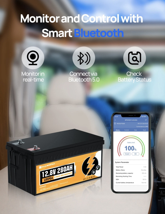 Baterie Litium ECO-WORTHY LifePO4 280aAh Bluetooth [7]