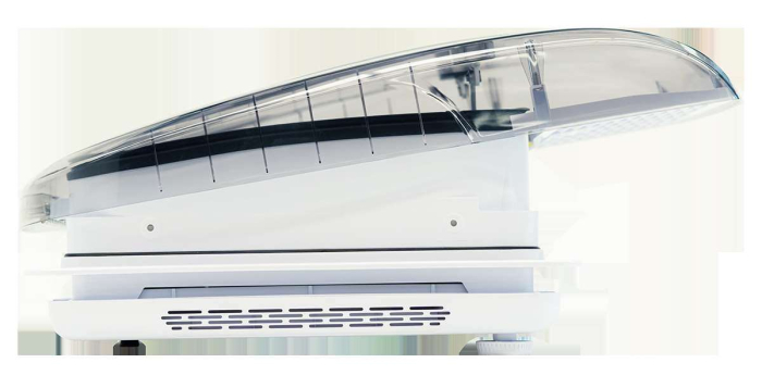 Fereastră de mansardă Super Fan cu ventilator, telecomandă, plasă antiinsecte și jaluzele opace 360×360 mm [4]