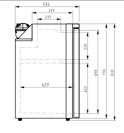 105 litri ÎxLxA: 81×47,5×53 cm cu compartiment congelator versiunea a 2-a [17]