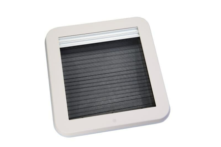 Trapă de acoperiș cu geam termopan, plasă de insecte și jaluzele opace 400×400 [3]