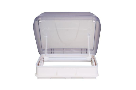 Trapă de acoperiș cu geam termopan, plasă de insecte și jaluzele opace 400×400 [2]