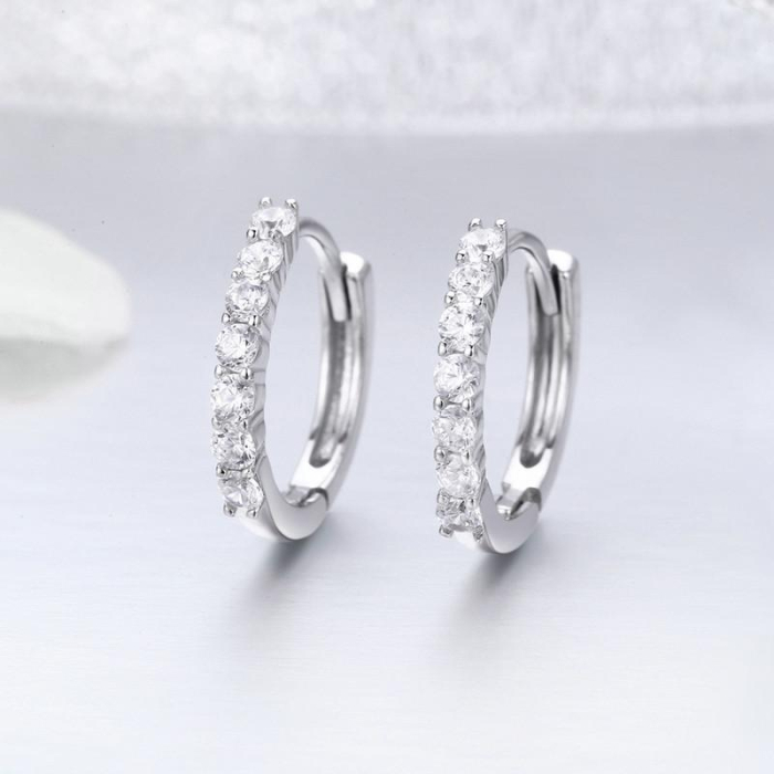 Cercei din argint Crystal Hoop [4]
