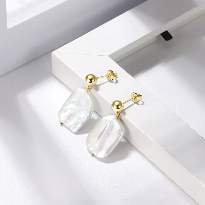 Cercei din argint cu perle de cultura Baroque Pearl [2]