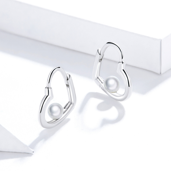 Cercei din argint Heartshell Pearl [3]