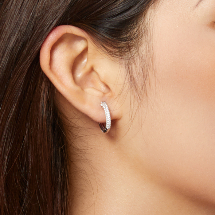 Cercei din argint Pave Lines Hoop [5]