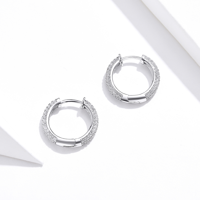 Cercei din argint Pave Lines Hoop [4]