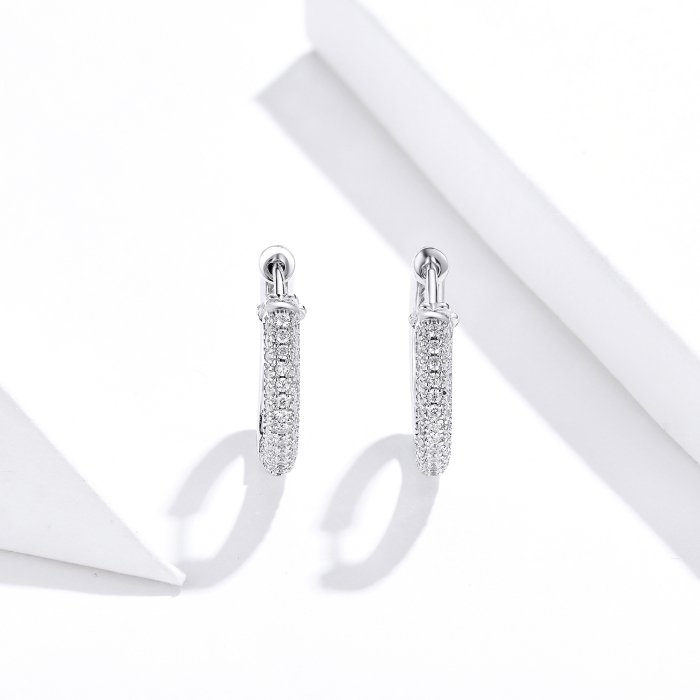 Cercei din argint Pave Lines Hoop [3]