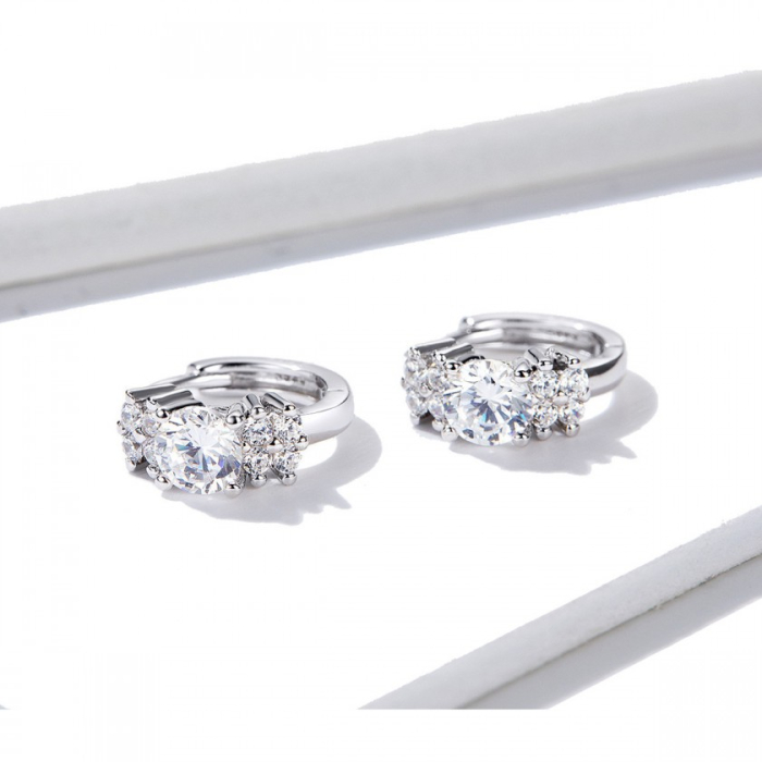 Cercei din argint Stone Hoop [4]