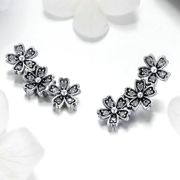 Cercei din argint Three Flowers [5]