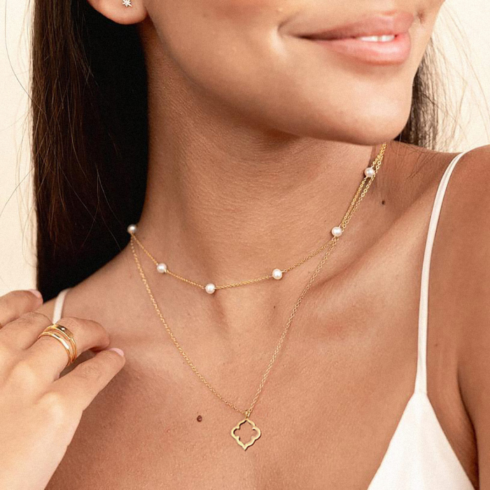 Colier din argint cu perle naturale Pearl Chain Gold [2]