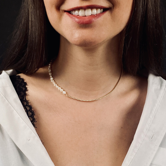 Colier din argint cu perle naturale Tennis Pearl [3]